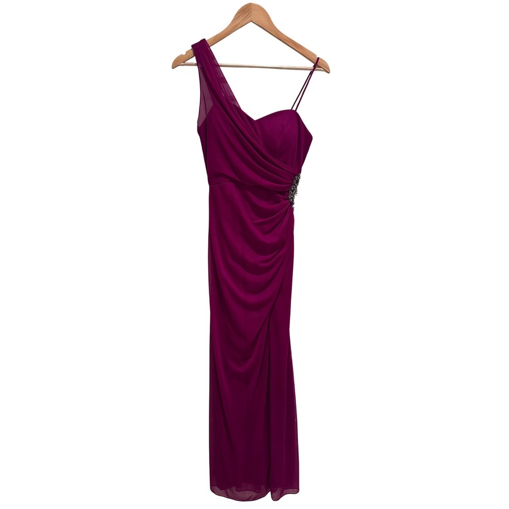 Vintage Y2K Cache Pink Purple One Shoulder Formal Dress Size 4 Cocktail Prom 00s